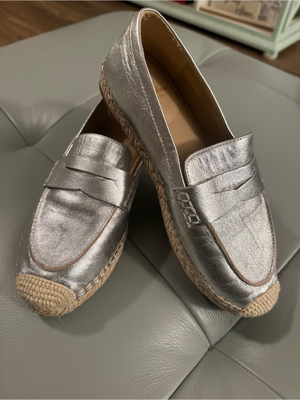 Sam Edelman Metallic Silver Espadrille Loafers